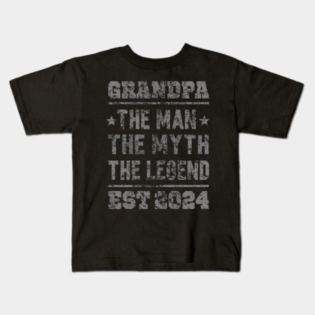 Grandpa EST 2024, the man, the legend, the myth Kids T-Shirt by SecuraArt